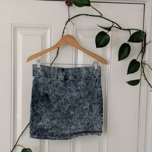 Acid wash denim mini skirt